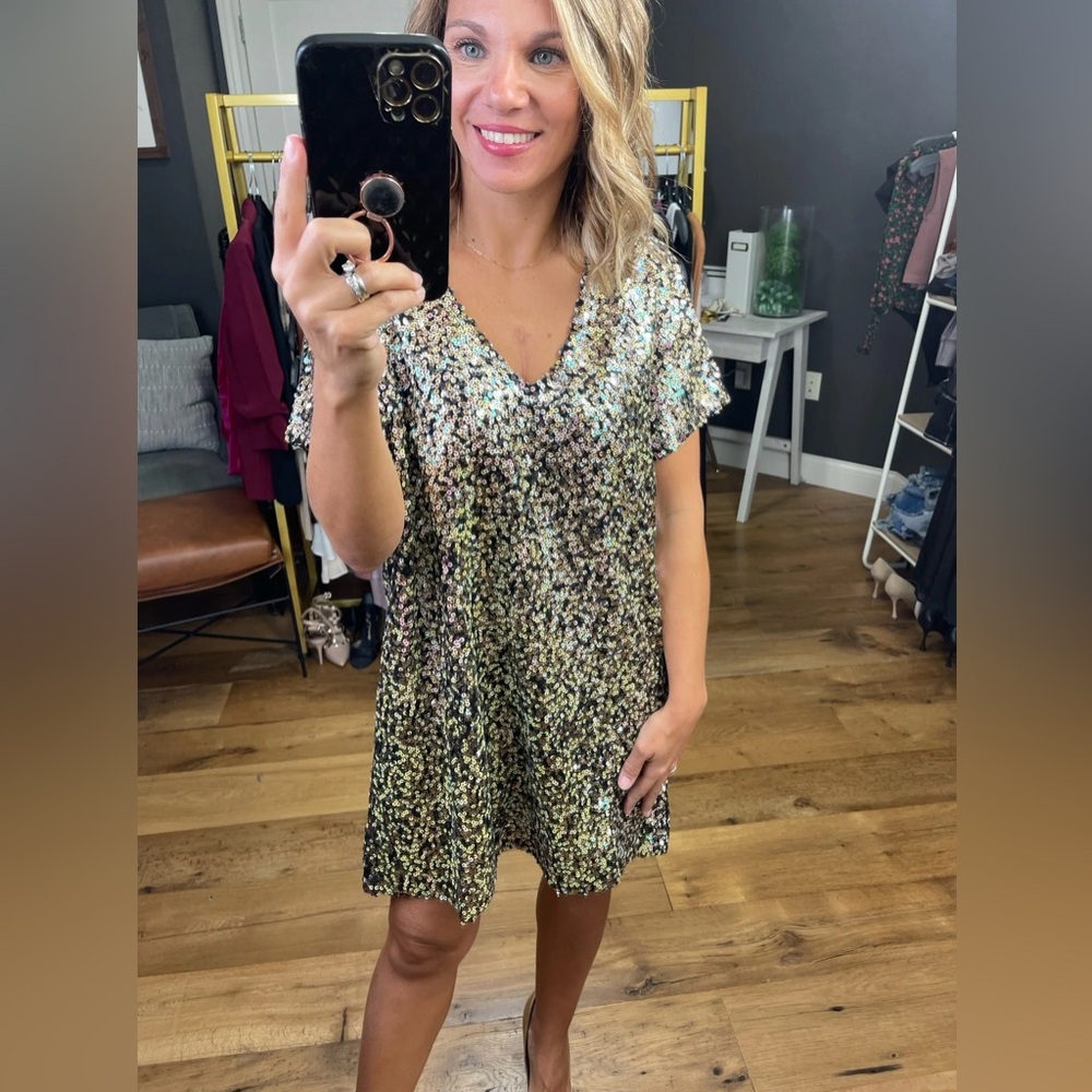 Together Tonight Sequin Dress - Black Multi